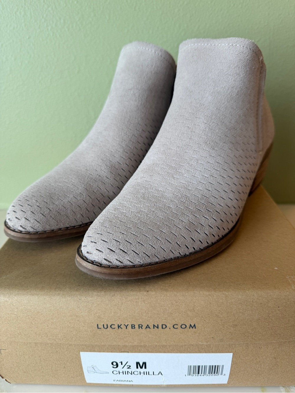 Lucky Brand Fabiana Chinchilla Suede Perforated Ankle Booties